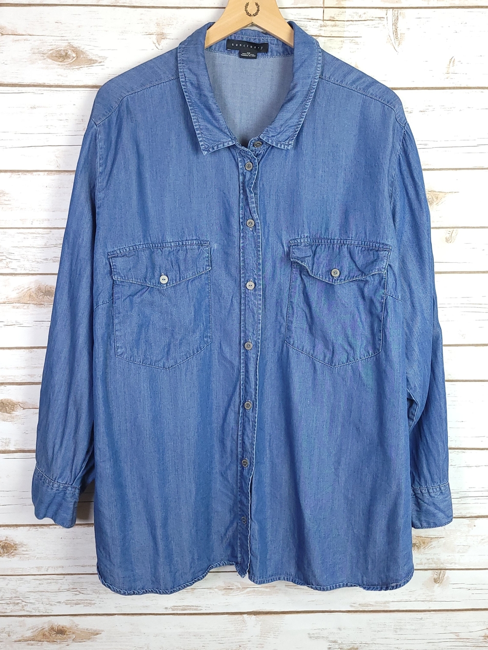 Sanctuary Light Blue Denim Button-Down Shirt Top 3X